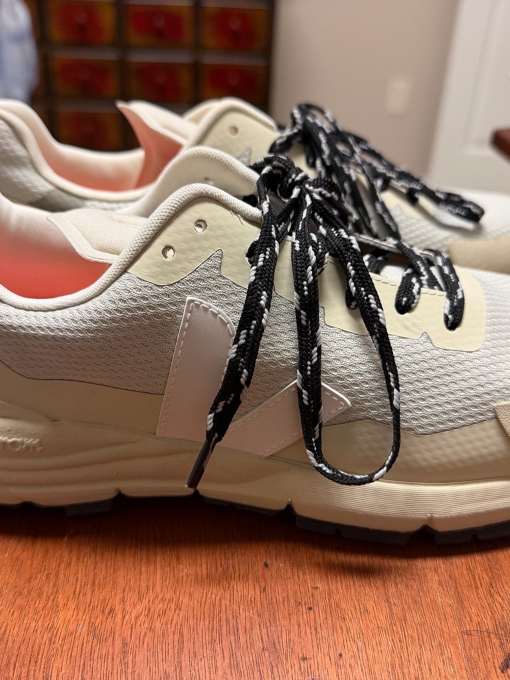 Veja Low-Top Sneakers in White, Cream and Black